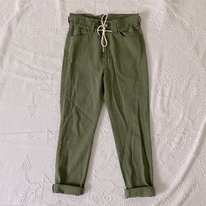 Paperbag Boyfriend Pants with Tie Waist